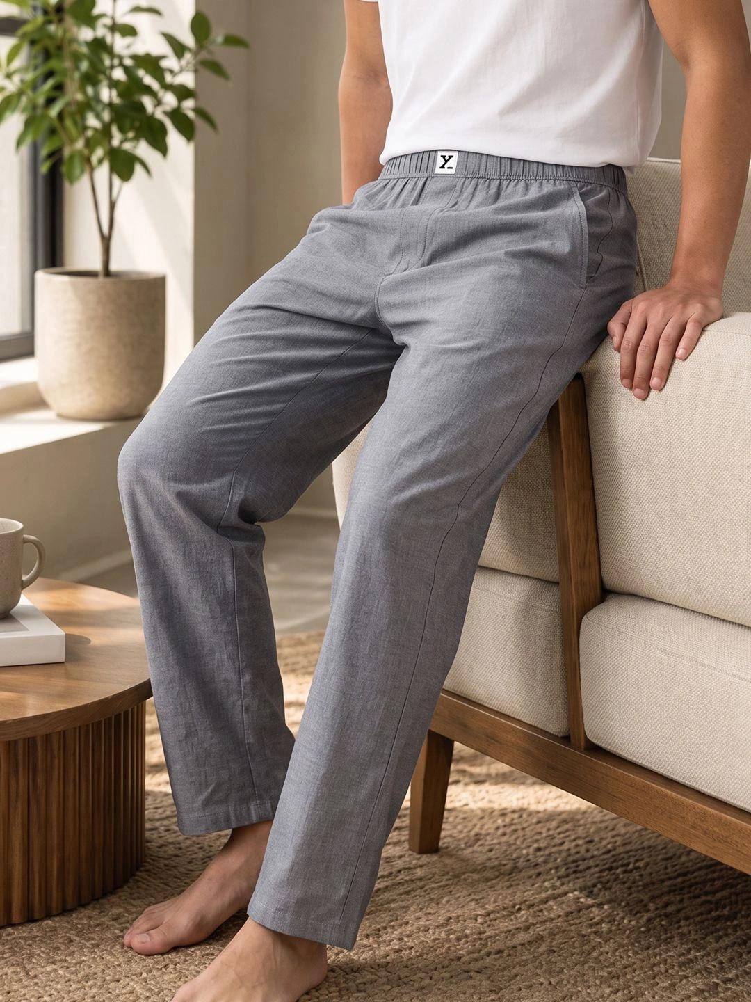 XYXX Men Solid Cotton Ultra-Breathable Chambray Pyjamas - Image 1