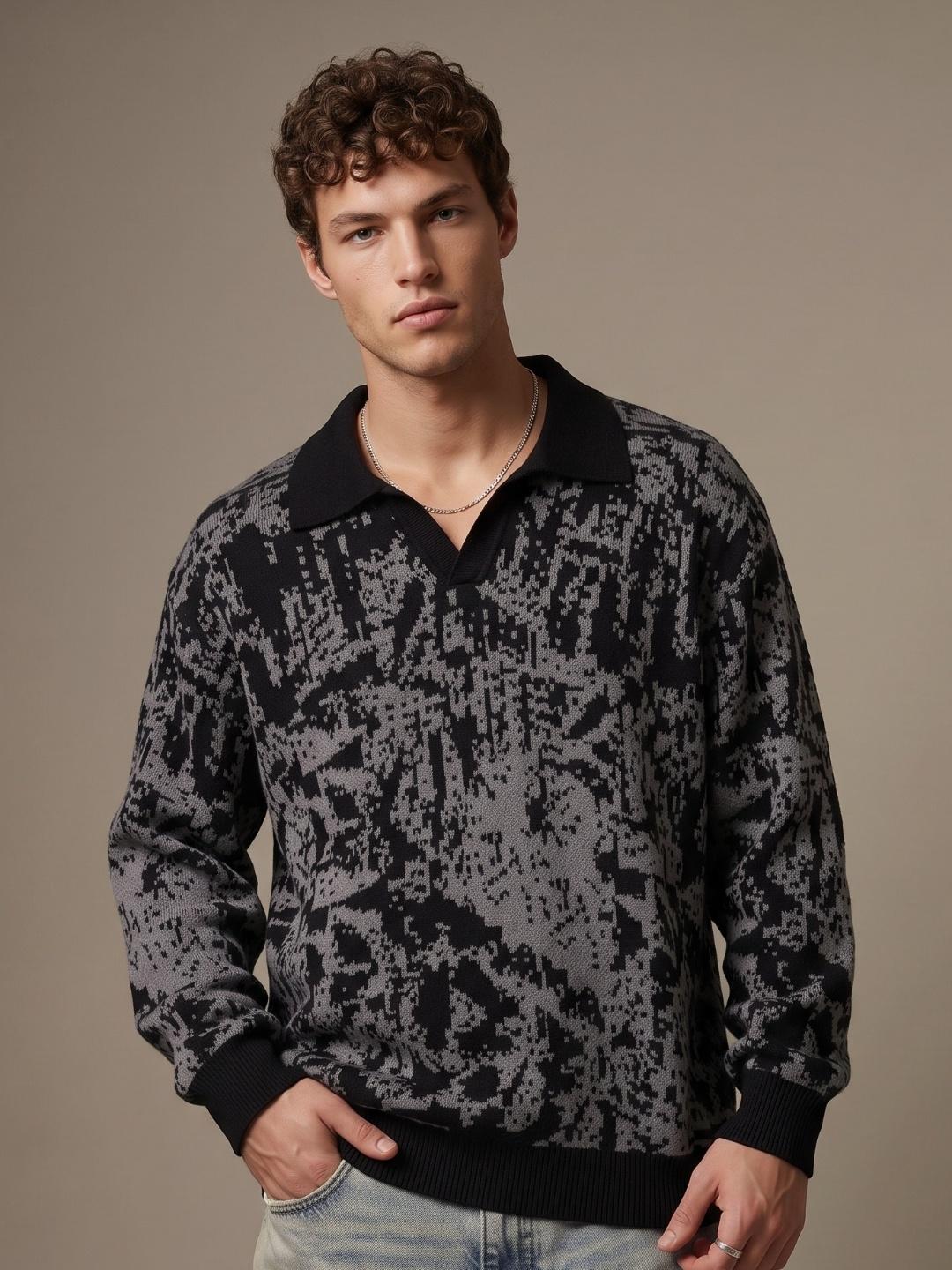 glitchez Men Printed Relaxed Fit Pullover - Image 1