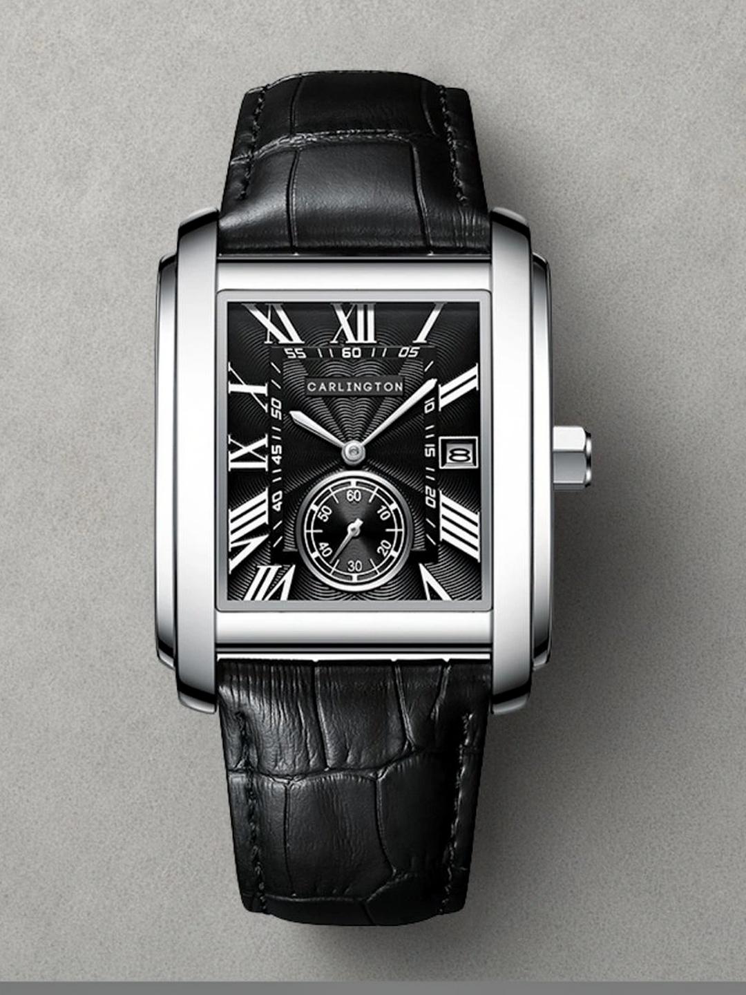 Carlington Men's Leather Strap Multi-Function Watch - Image 1
