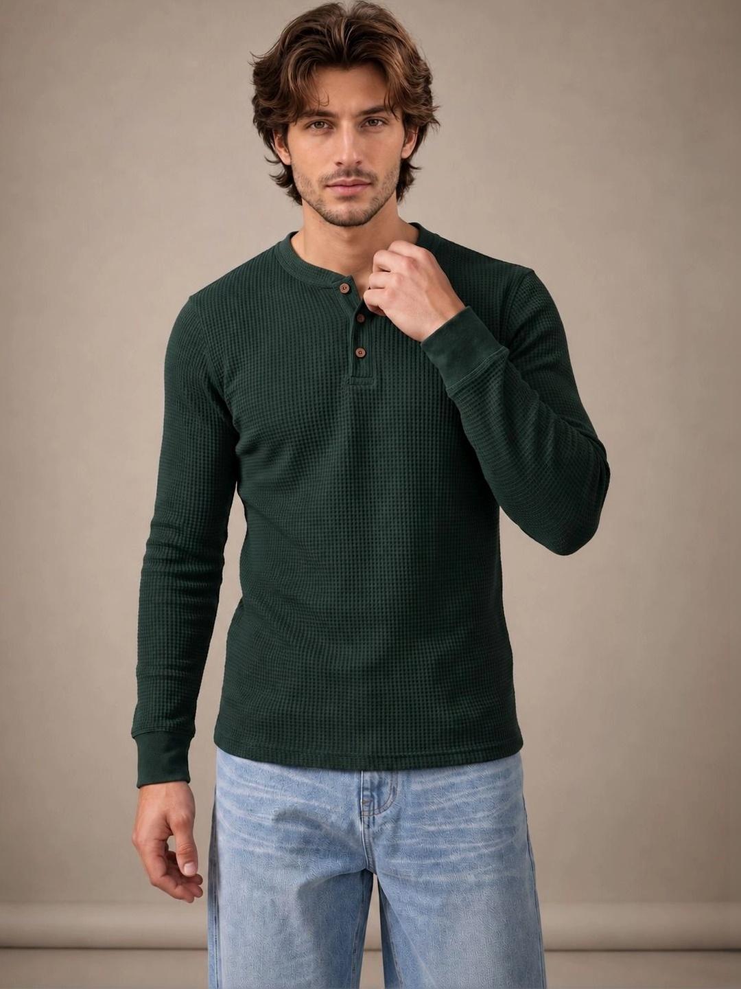 glitchez Men Henley Neck T-shirt - Image 1