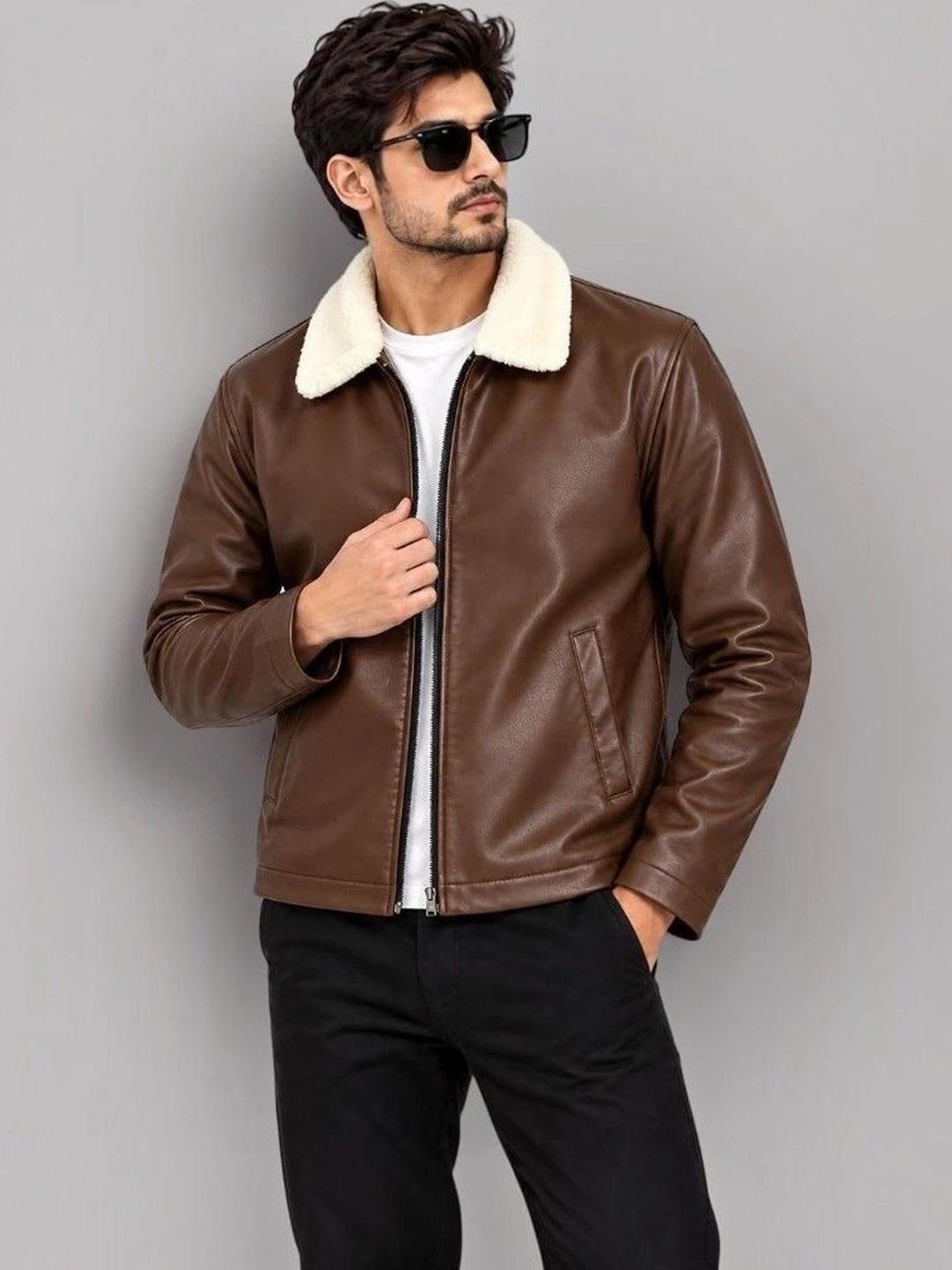 Roadster Men Water Resistant Outdoor Leather Jacket - Image 1