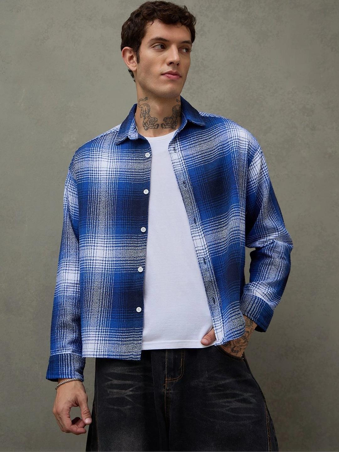 CHIMPAAANZEE Men Boxy Checked Casual Shirt - Image 1