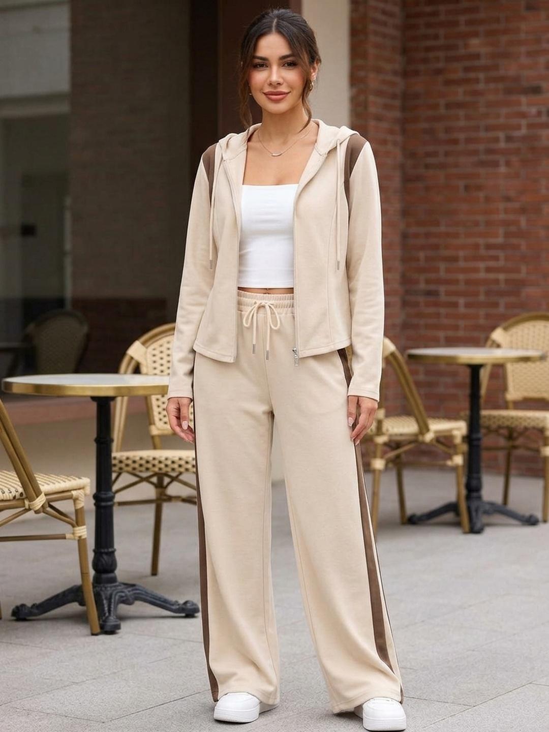 StyleCast Solid Sweatshirt with Trousers - Image 1