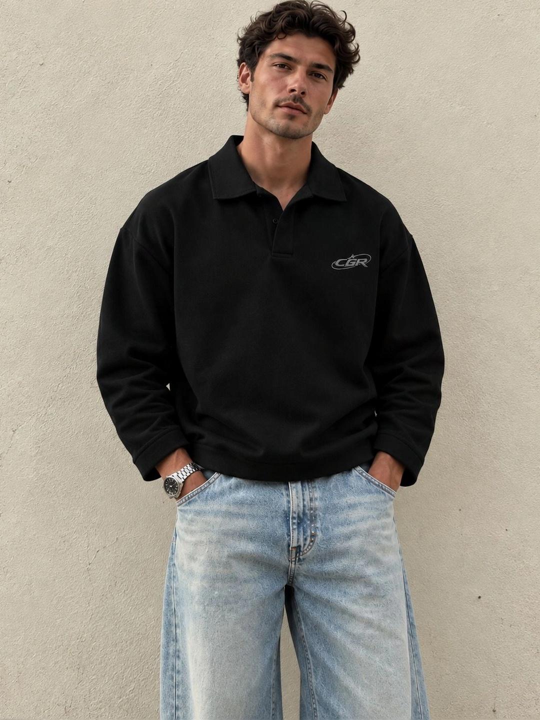RAW ERA Men Brand Logo Printed Polo Collar T-shirt - Image 1