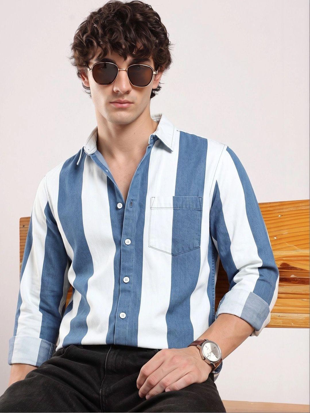 HERE&NOW Men Slim Fit Striped Casual Shirt - Image 1