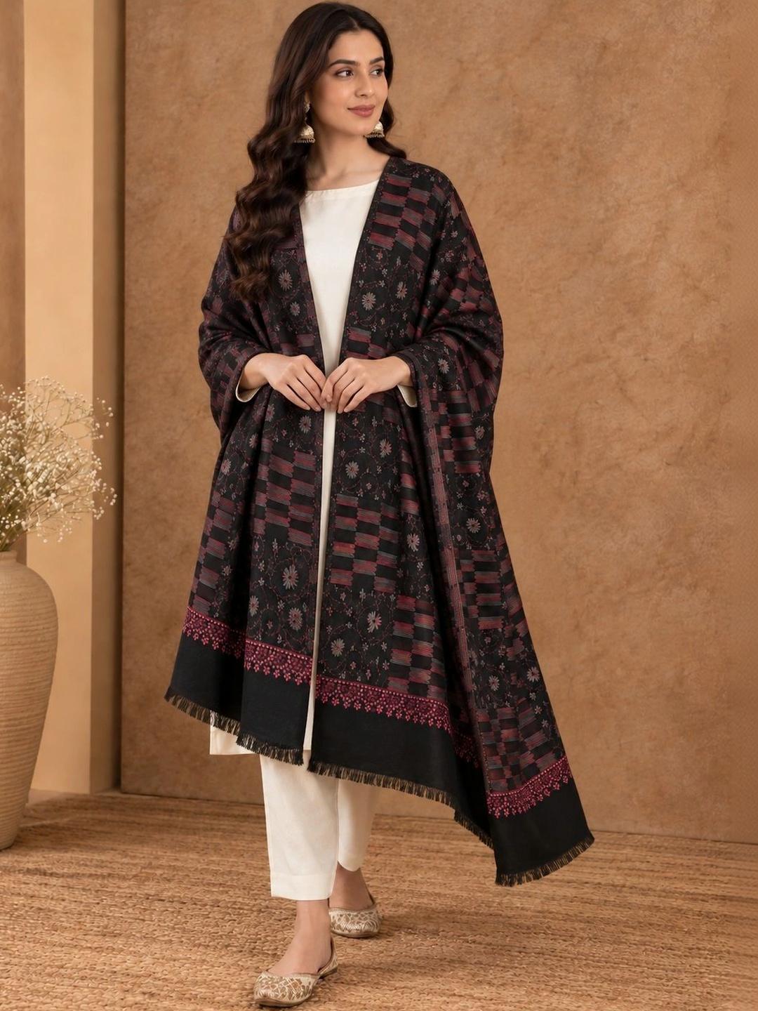 HK colours of fashion Women Ethnic Motifs Embroidered Pashmina Shawl -  - Apparel for Women
