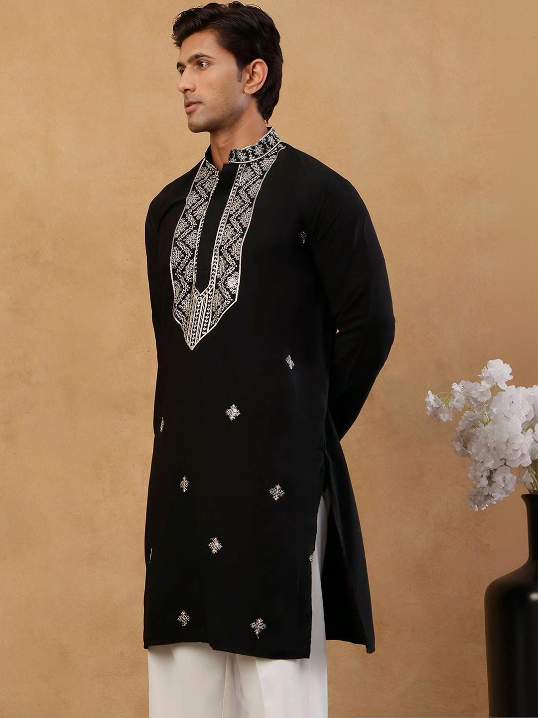Jompers Men Ethnic Motifs Embroidered Mirror Work Kurta - Image 1