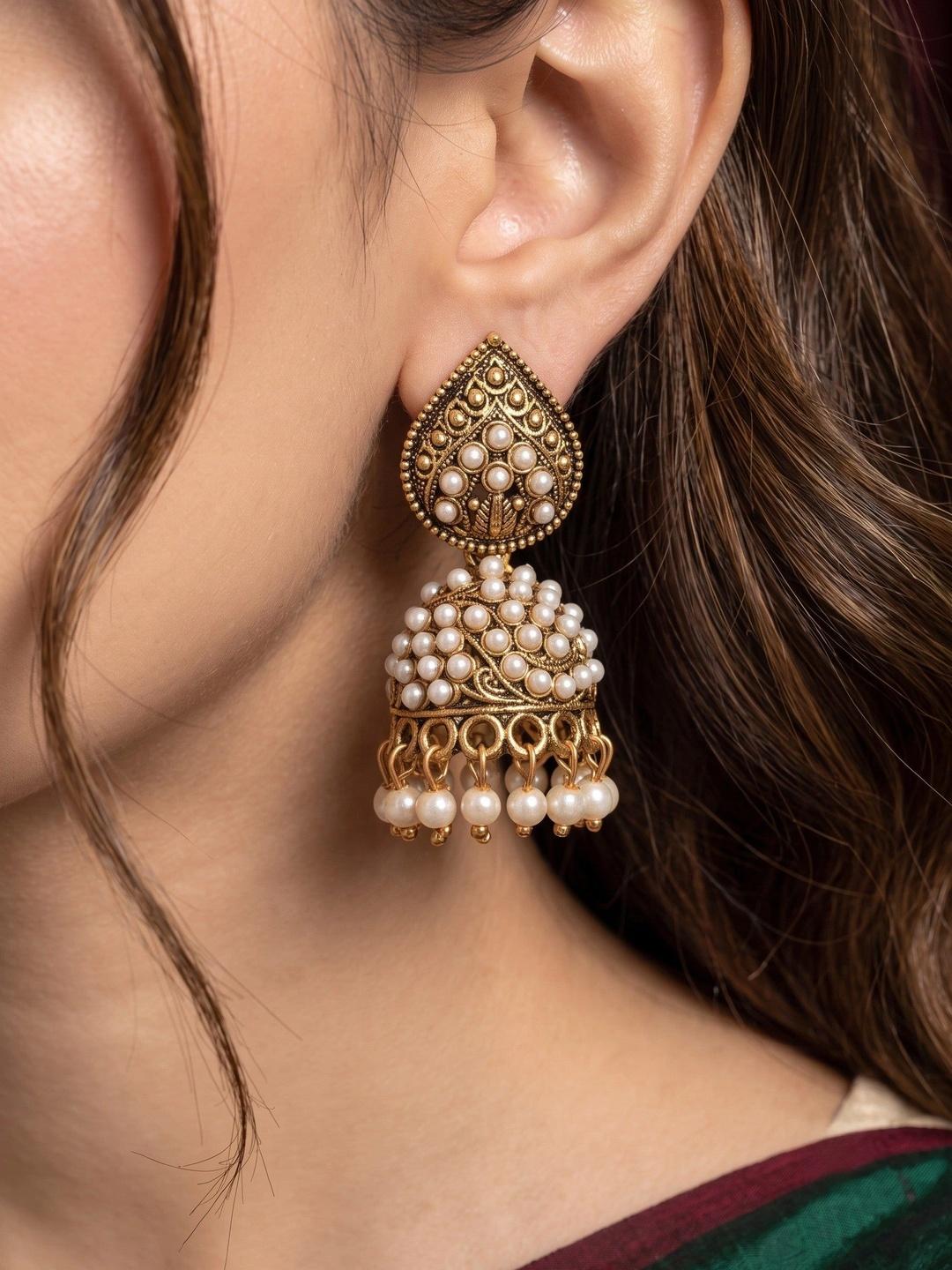 MEIRA JEWELLERY Teardrop Shaped Jhumkas Earrings
