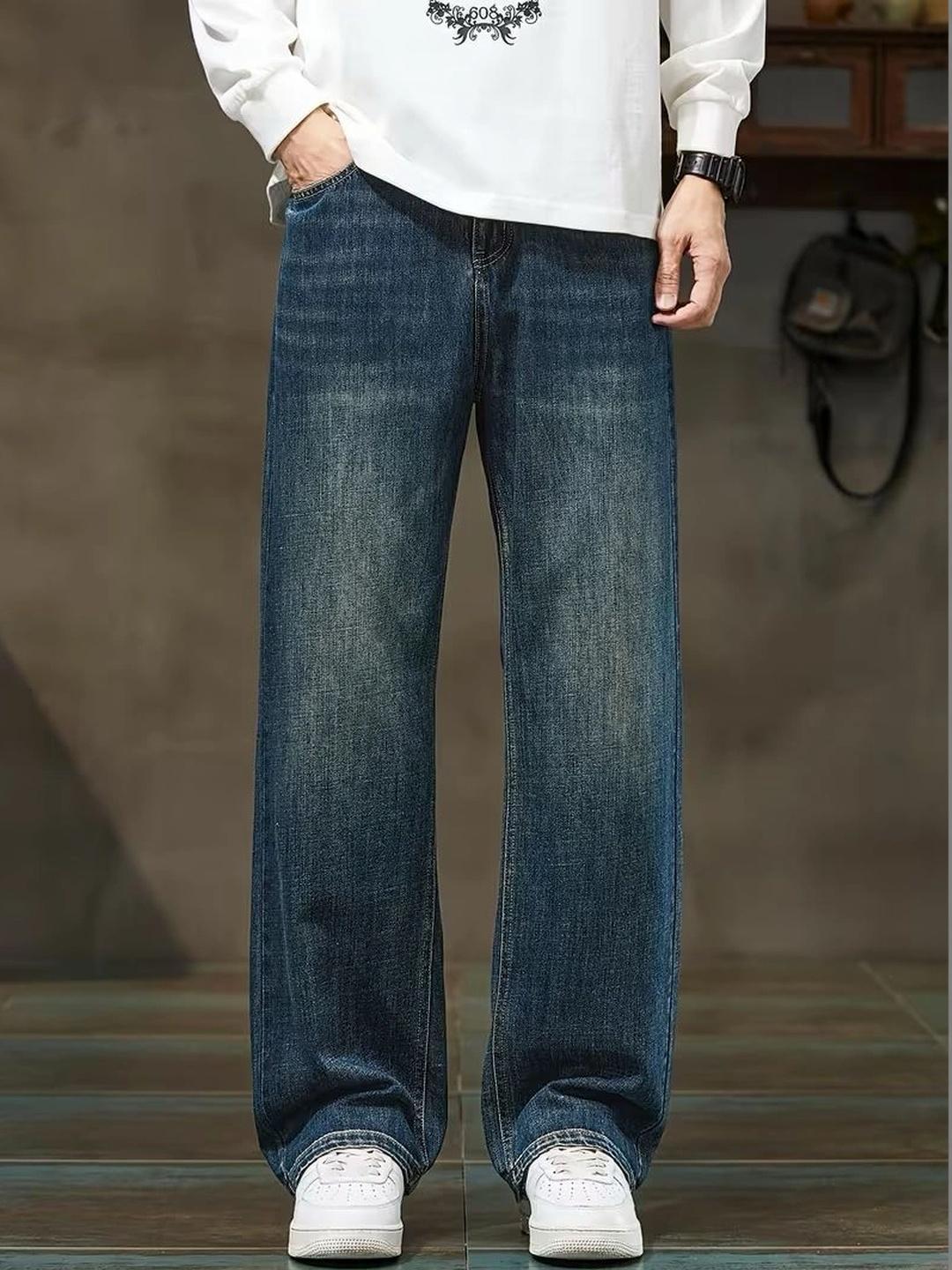 MAKPAK Men Classic Relaxed Fit Acid Wash Jeans - Image 1