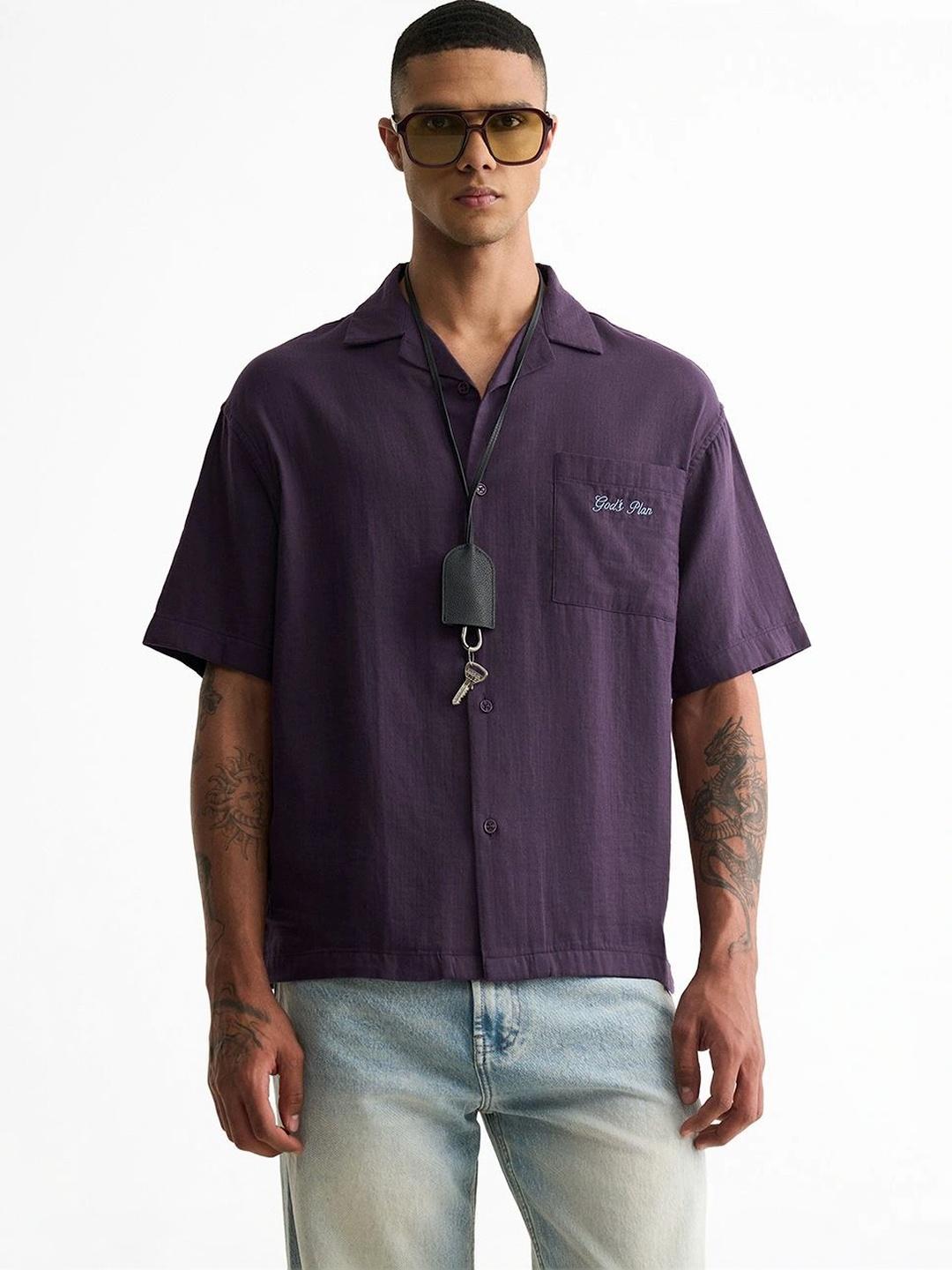 Banana Club Embroidered Cotton Boxy Fit Shirt - Image 1