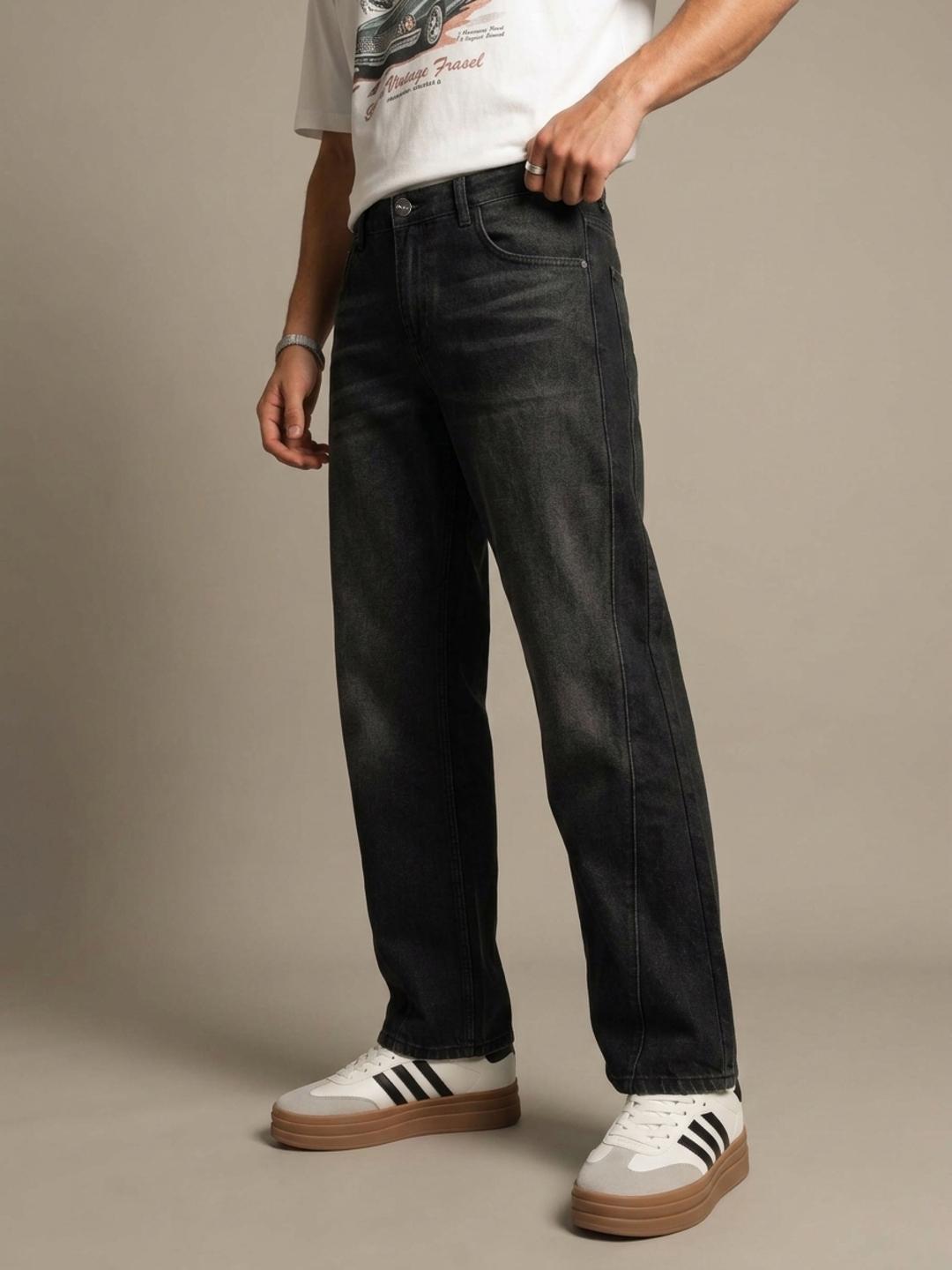 glitchez Men Straight Fit Mid-Rise Light Fade Jeans - Image 1
