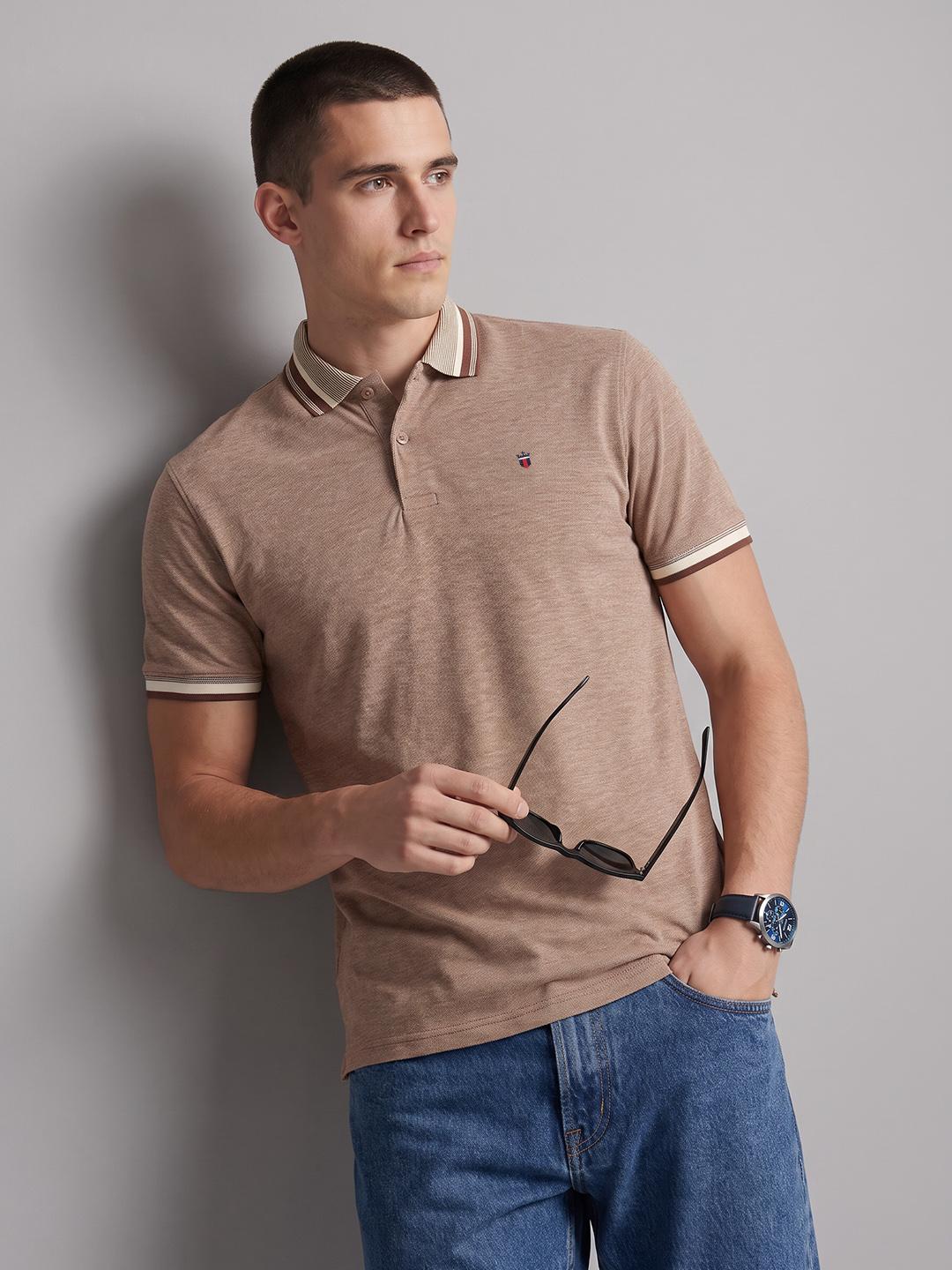 Louis Philippe Sport Textured Polo Collar T-shirt - Image 1