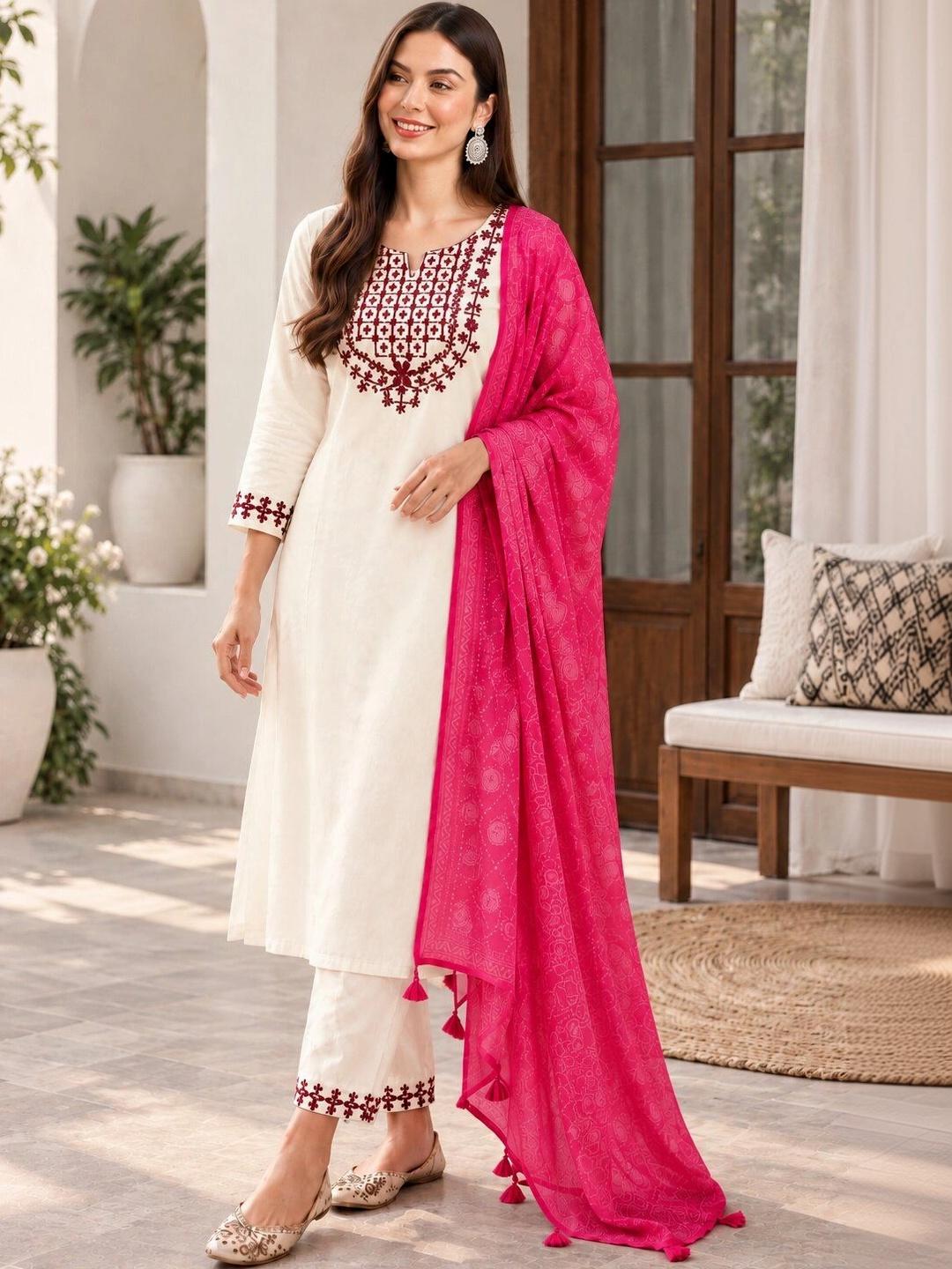 Sangria Women Ethnic Motifs Embroidered Kurta Set - Image 1