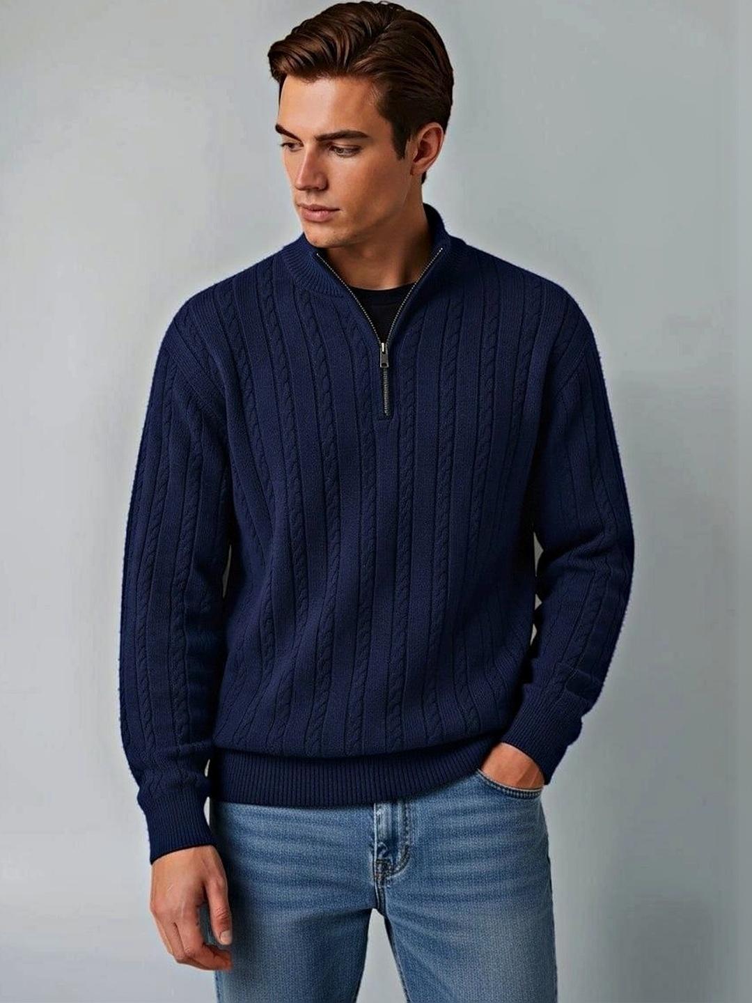 R.Code by The Roadster Life Co. Men Cable Knit Pullover - Image 1