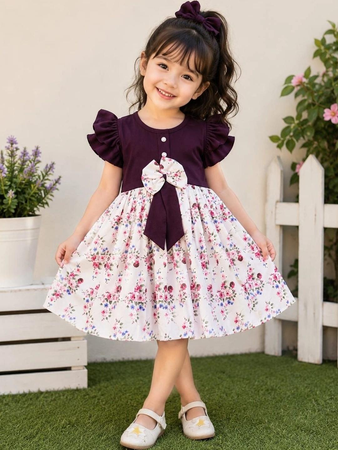 YK Floral Print Puff Sleeve Ruffled Fit & Flare Dress - Image 1
