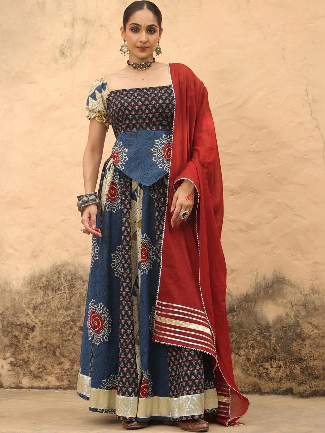 anayna Printed Block Print Ready to Wear Lehenga & Blouse With Dupatta