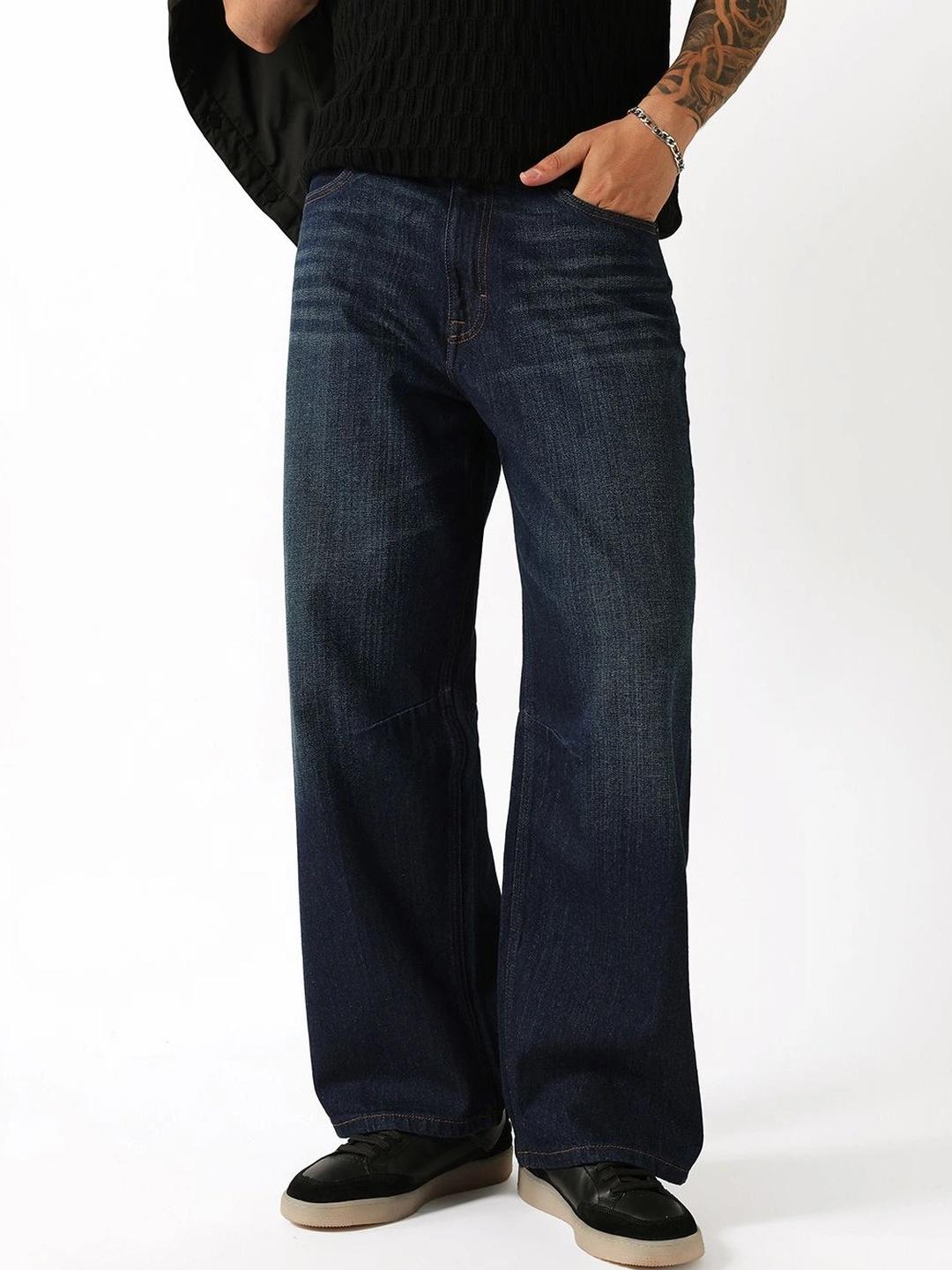 THE BEAR HOUSE Men Dark Blue Cotton Super Baggy Fit Jeans - Image 1