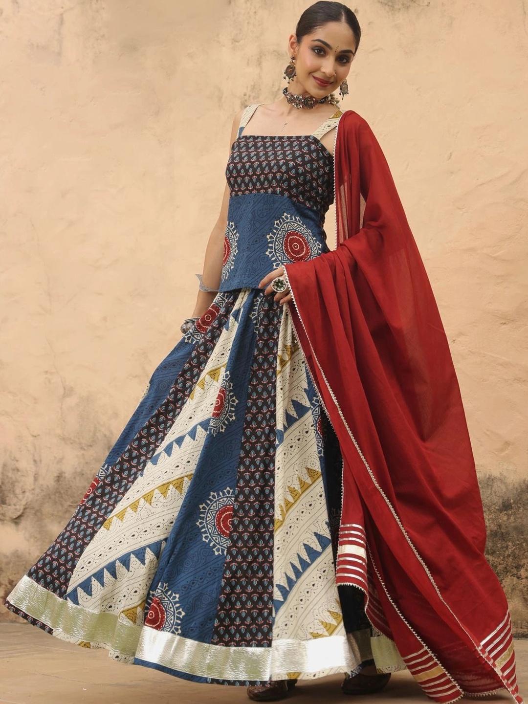 anayna Printed Block Print Ready to Wear Lehenga & Blouse With Dupatta