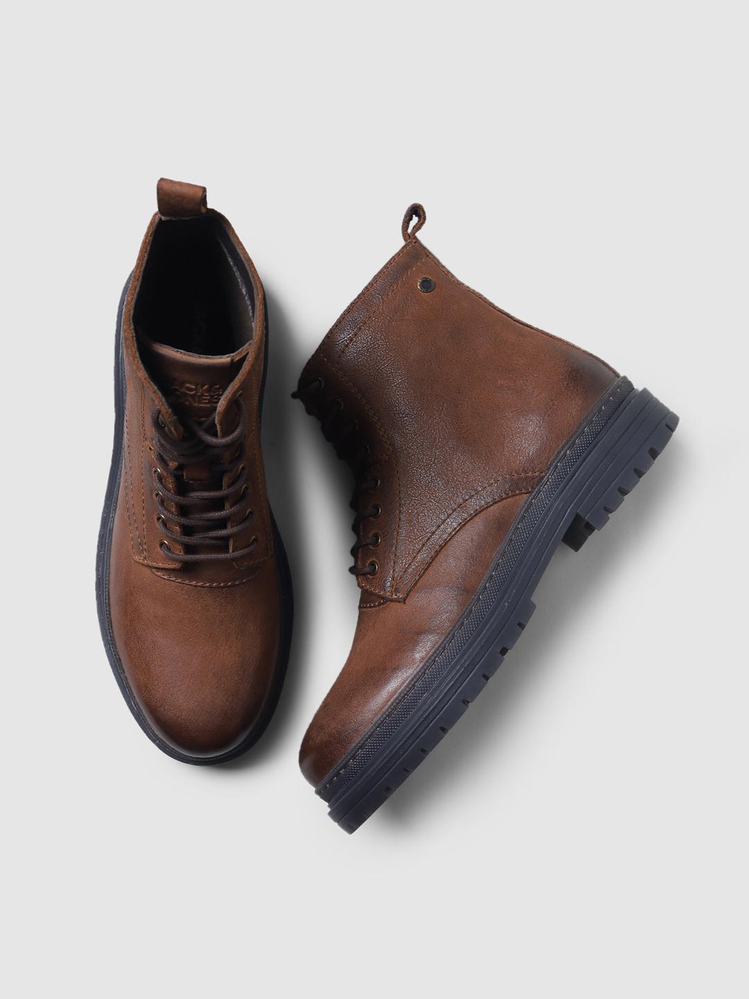 Jack & Jones Men Brown Solid Regular Boots