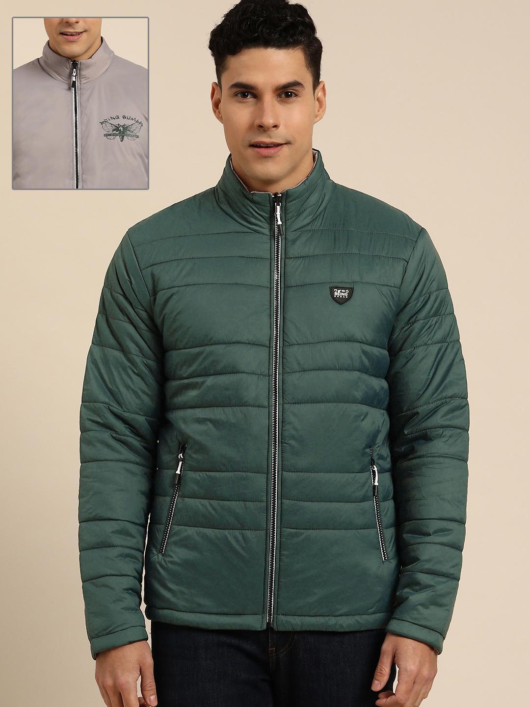 Buy Being Human Men Solid Mock-Collar Reversible Padded Jacket