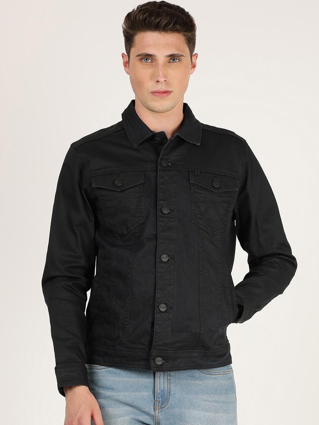 Buy Wrangler Men Navy Blue Denim Jacket - Jackets for Men 20365516
