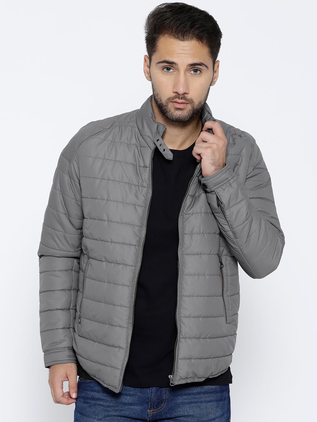 Hooded Jacket John Player Mens Jacket John Players Men Grey Solid