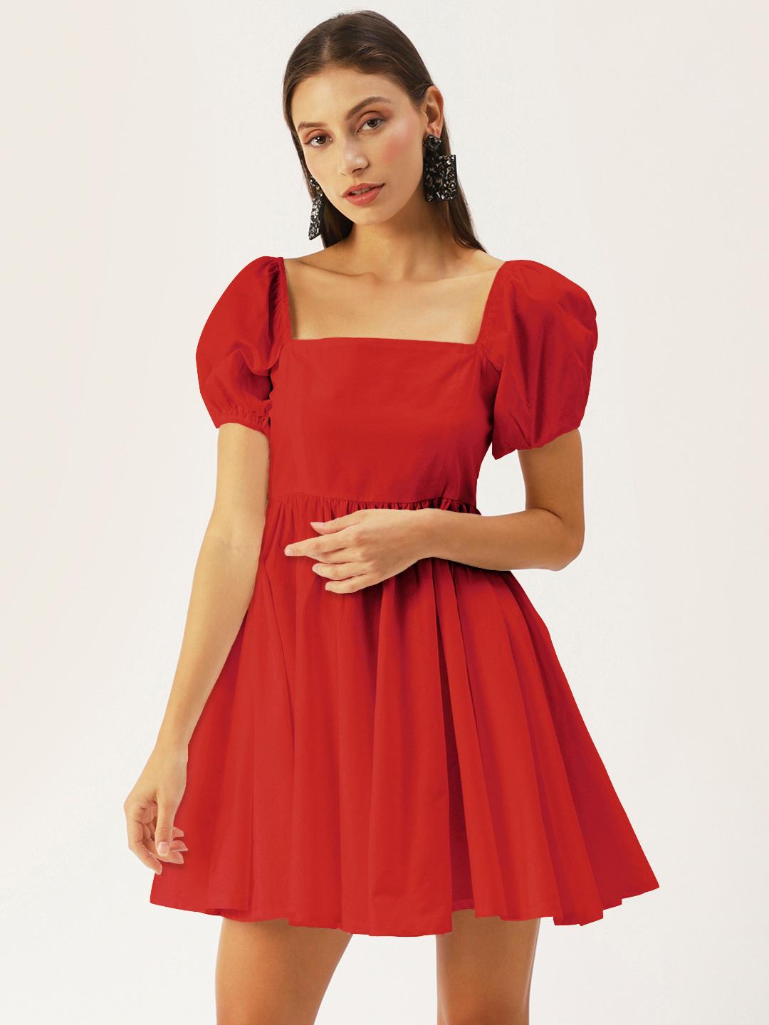 Buy DressBerry Red Solid Mini Dress Dresses for Women 20455242
