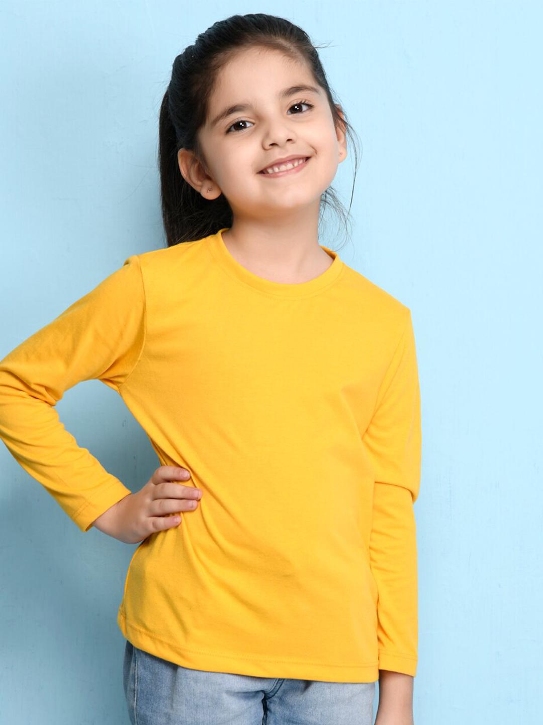 New Full Sleeve T Shirt For Girls Buy NUSYL Girls Yellow Round
