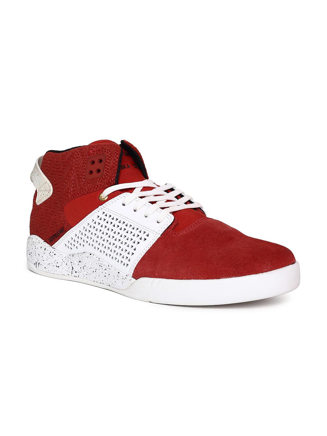 Buy Supra Men Red White Colourblocked Suede Mid-Top Skytop III
