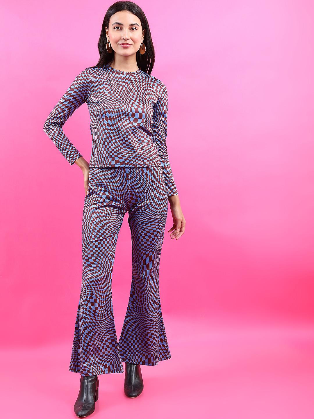 Tokyo Talkies Geometric Printed Top With Trousers
