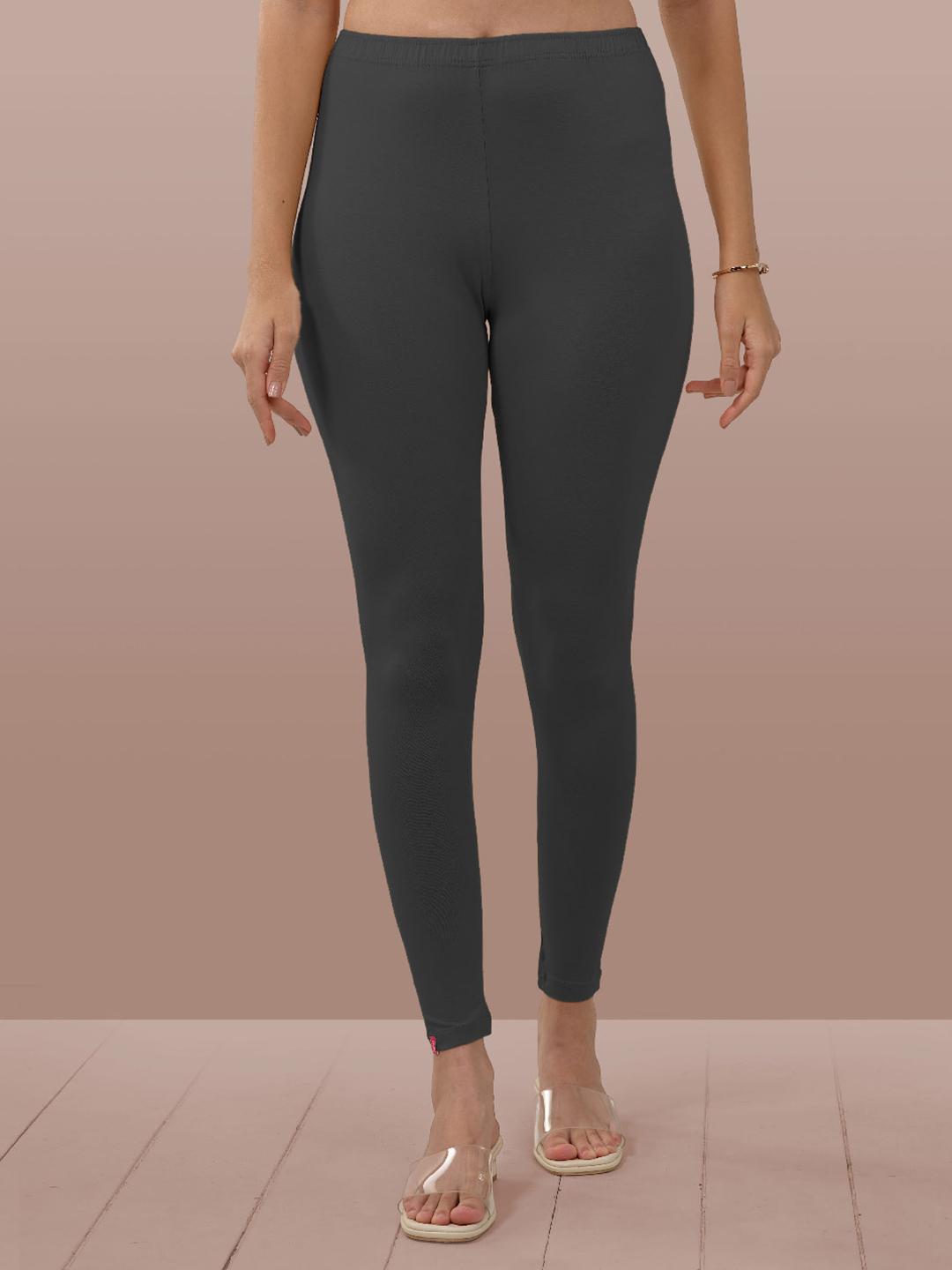 Buy LYRA Women Smoke Grey Solid Ankle Length Leggings Leggings