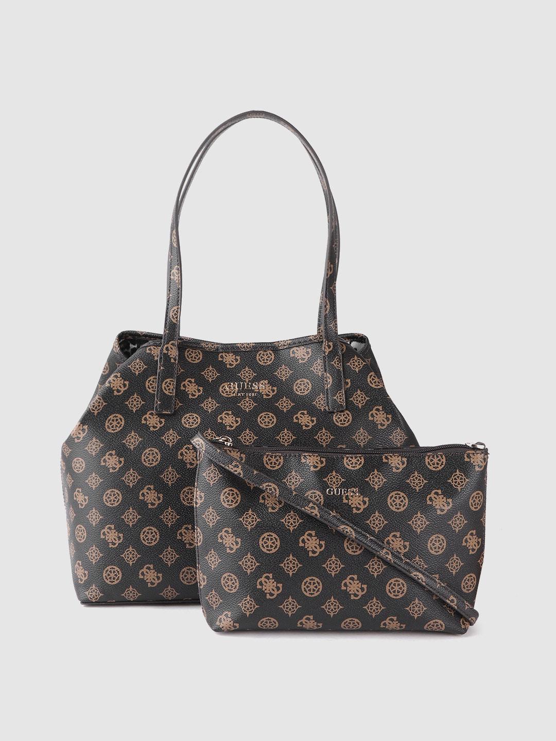 Shoulder Bags Guess Vikky Tote Brown Brown Logo Vikky In Tote Bag