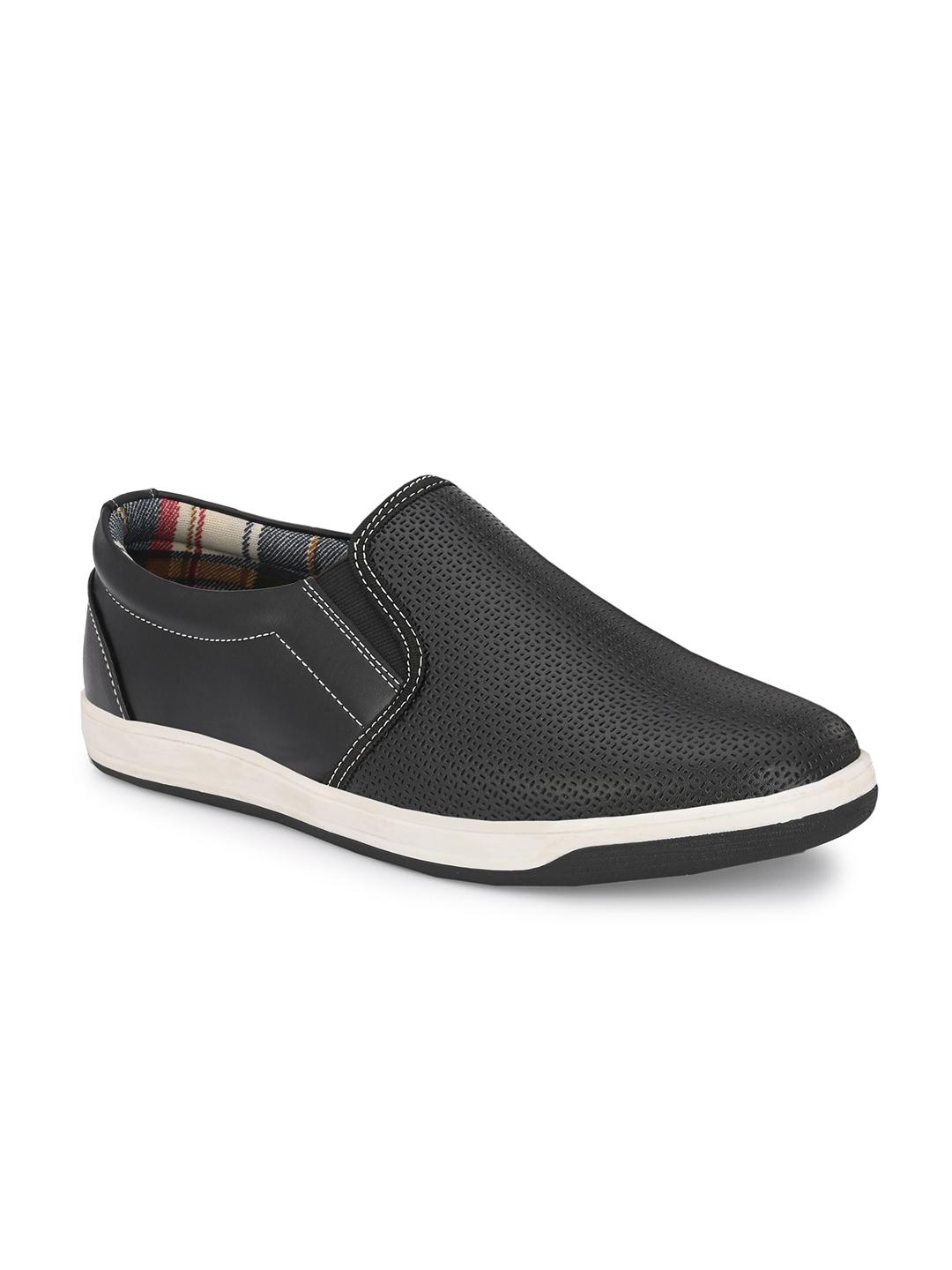 Buy Azzaro Black Men Black Perforations Slip-On Sneakers - Casual