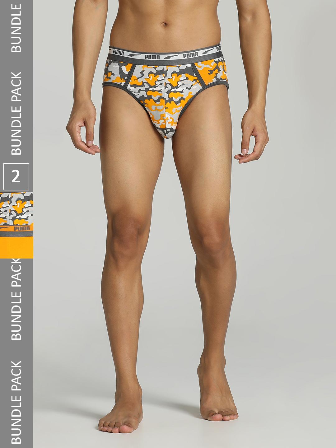 Buy Puma Men Grey Yellow Stretch Camo Briefs Cotton Basic