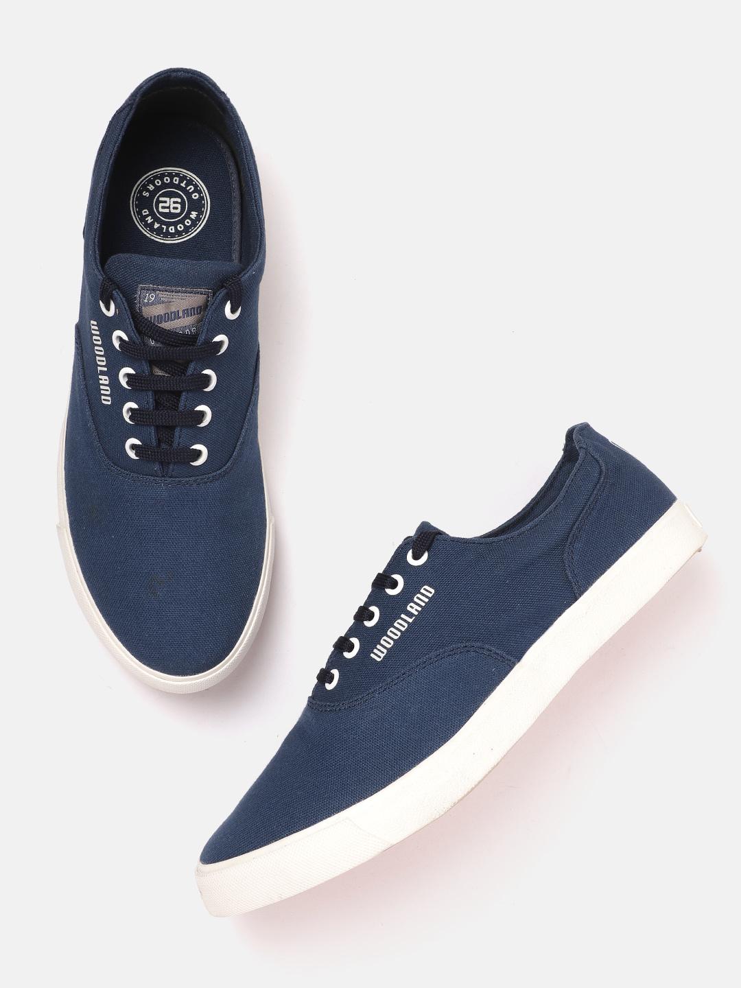 Buy Woodland Men Navy Blue Solid Canvas Sneakers Casual Shoes