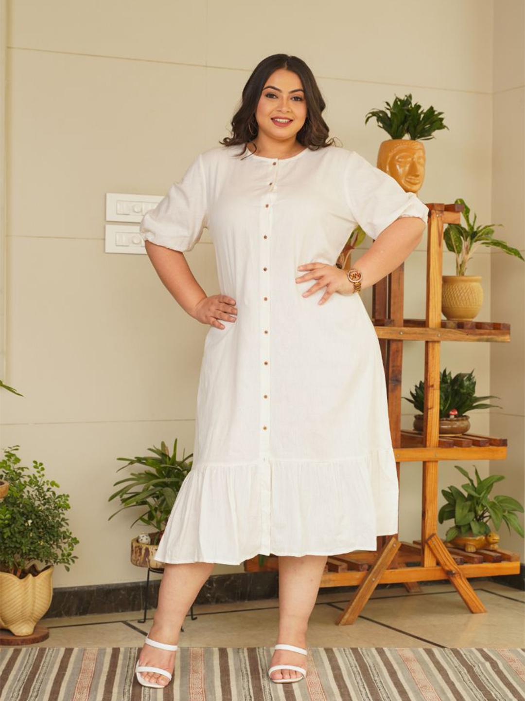 Buy NANGALIA RUCHIRA Plus Size Cream A-Line Maxi Cotton Dress - Dresses for  Women 20855632 | Myntra