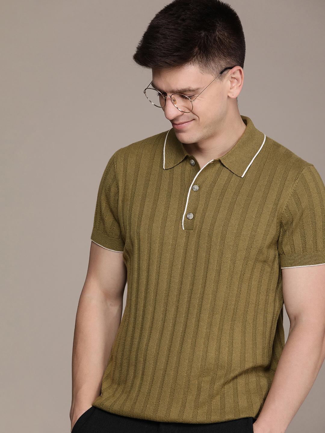 Buy Nautica Self Design Polo Collar T-shirt Tshirts for Men