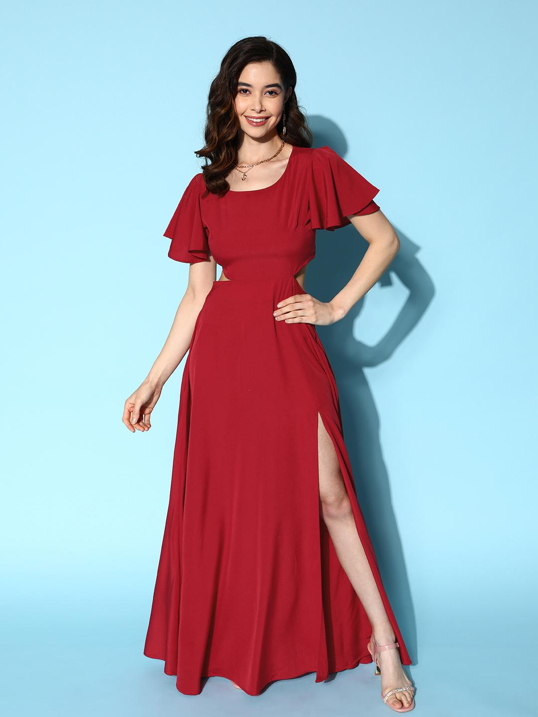 strapless open back dress Two-Piece La Femme Long Prom Dress in Dark Berry Red main image 0