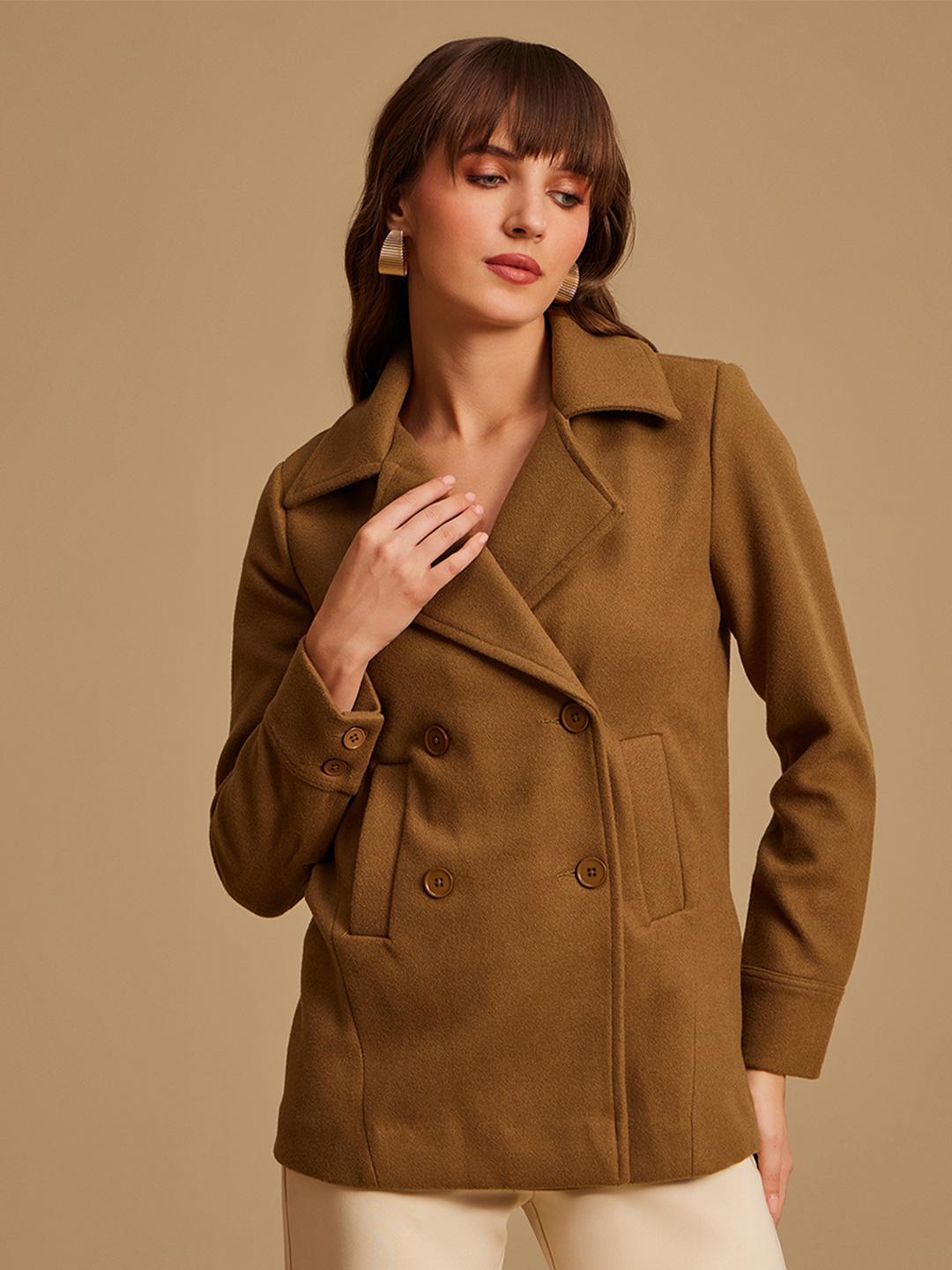 Buy Kazo Women Double Breasted Overcoat - Coats for Women 21136150