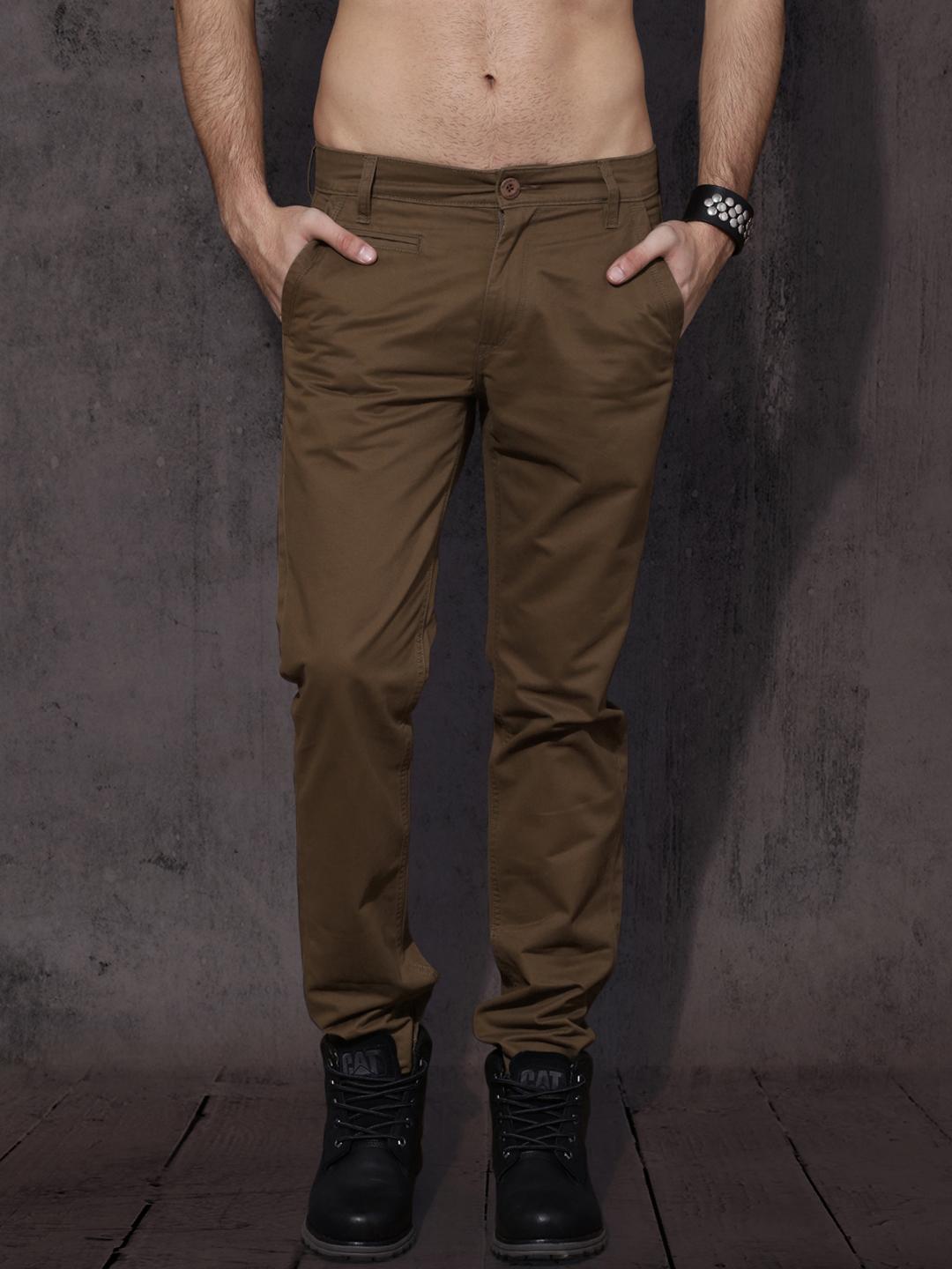 Buy Roadster Men Brown Slim Fit Regular Chinos - Trousers for Men