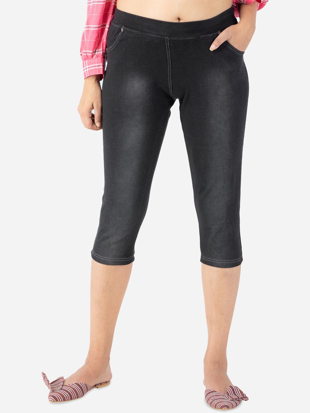 Buy indian flower Women Skinny Fit Denim Capri Leggings Jeggings