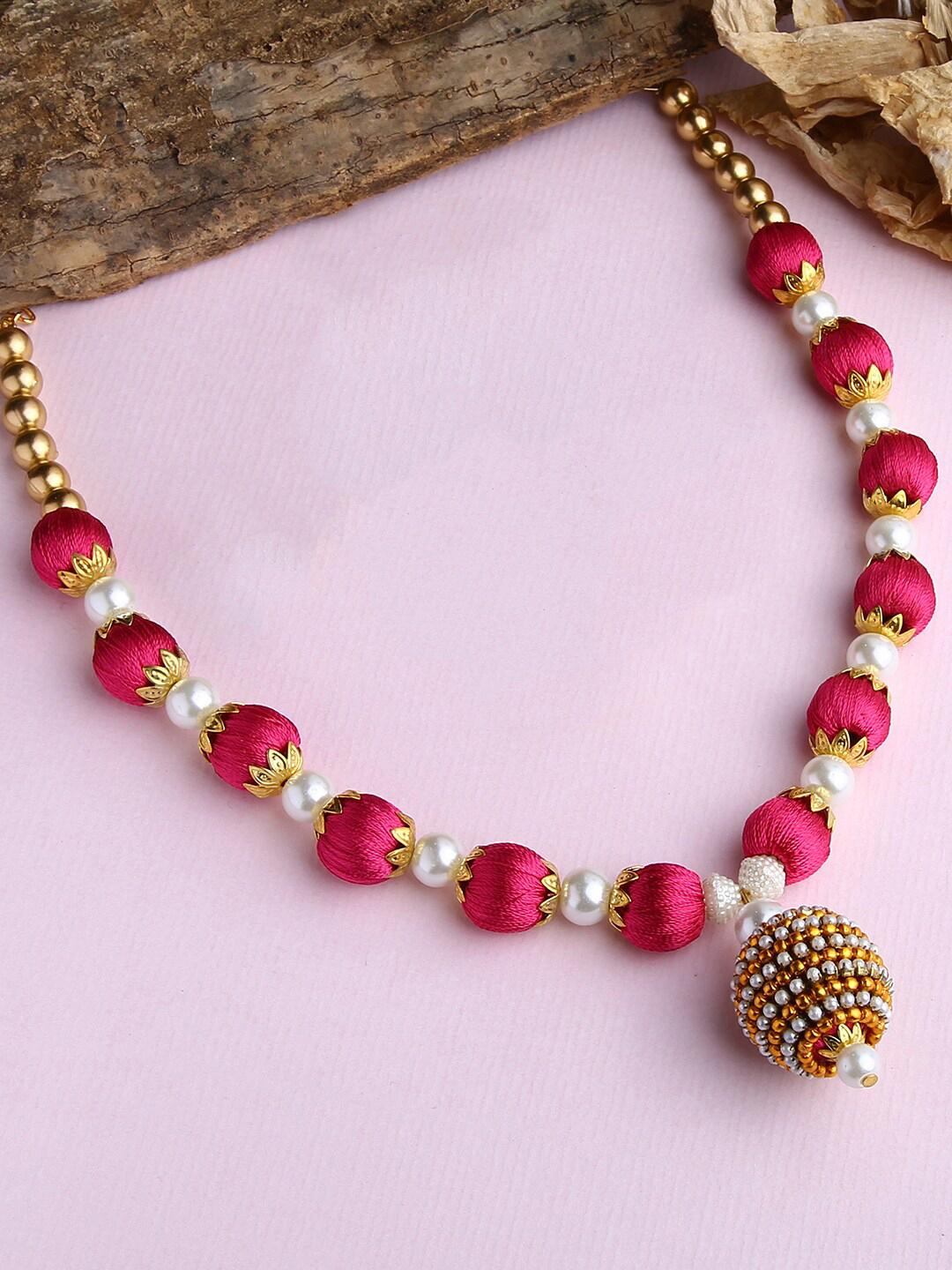 AKSHARA Girls Gold-Plated Silk Thread Necklace