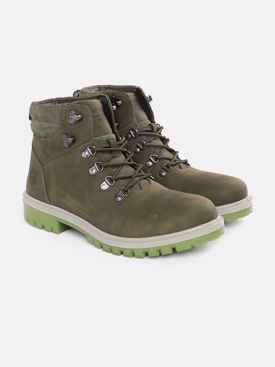 Buy Woodland Men Nubuck Leather Mid-Top Regular Boots Boots for