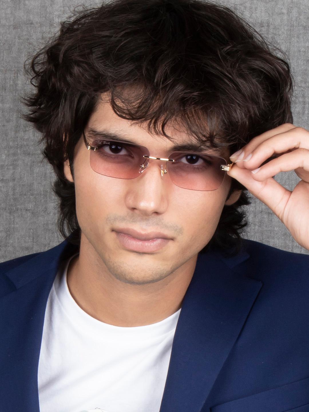 Ted Smith Unisex Rectangle Sunglasses Purple - Image 1