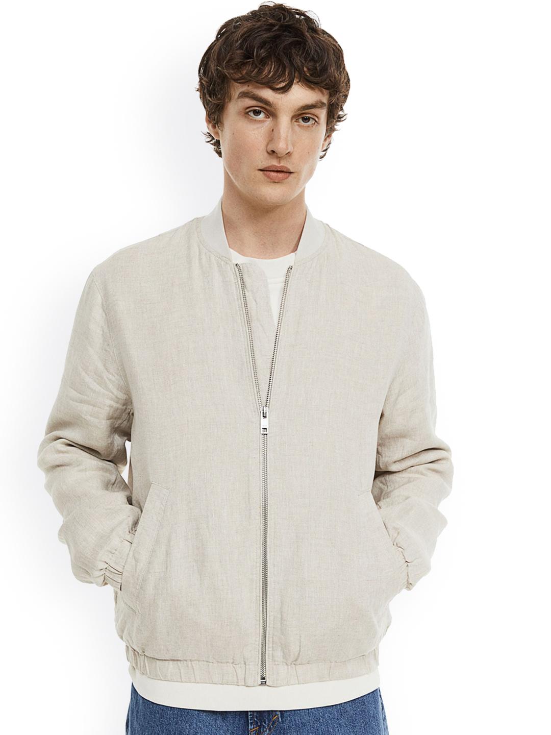 Buy H&M Men Pure Linen Bomber Jacket Jackets for Men 21461194