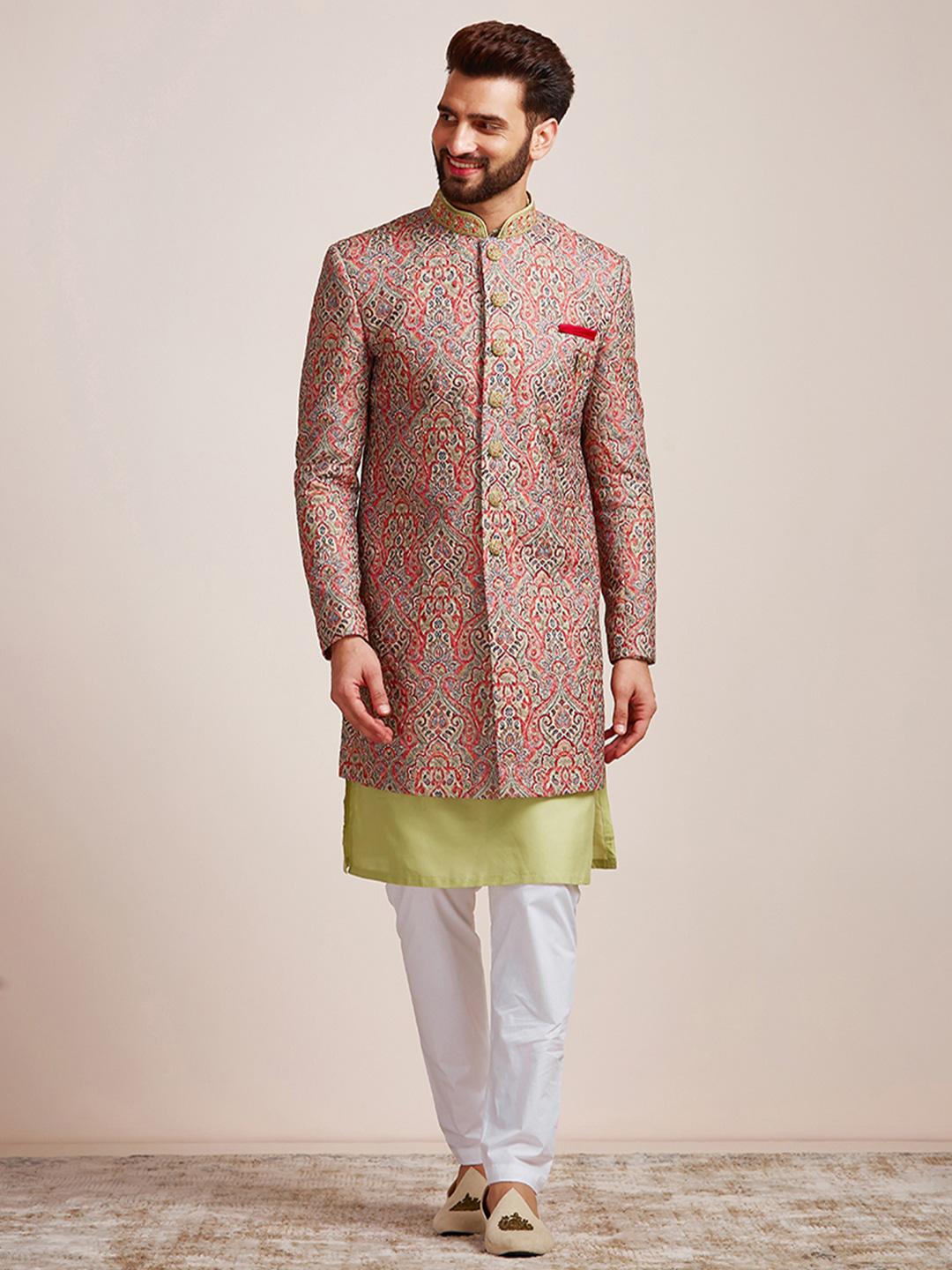 Buy Manyavar Men Piece Woven Design Sherwani Sherwani for