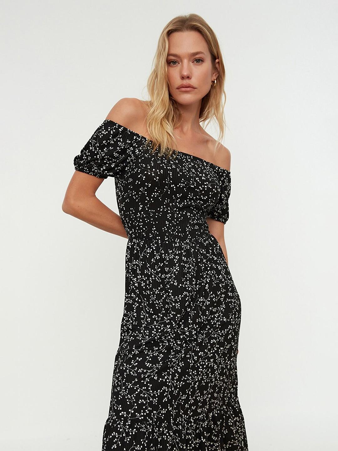 Buy Trendyol Floral Off-Shoulder Midi Dress - - Apparel for Women