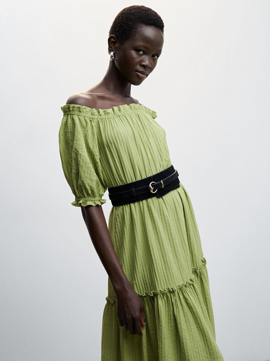 Buy MANGO Off-Shoulder A-Line Sustainable Midi Dress - Dresses for Women  21537600 | Myntra
