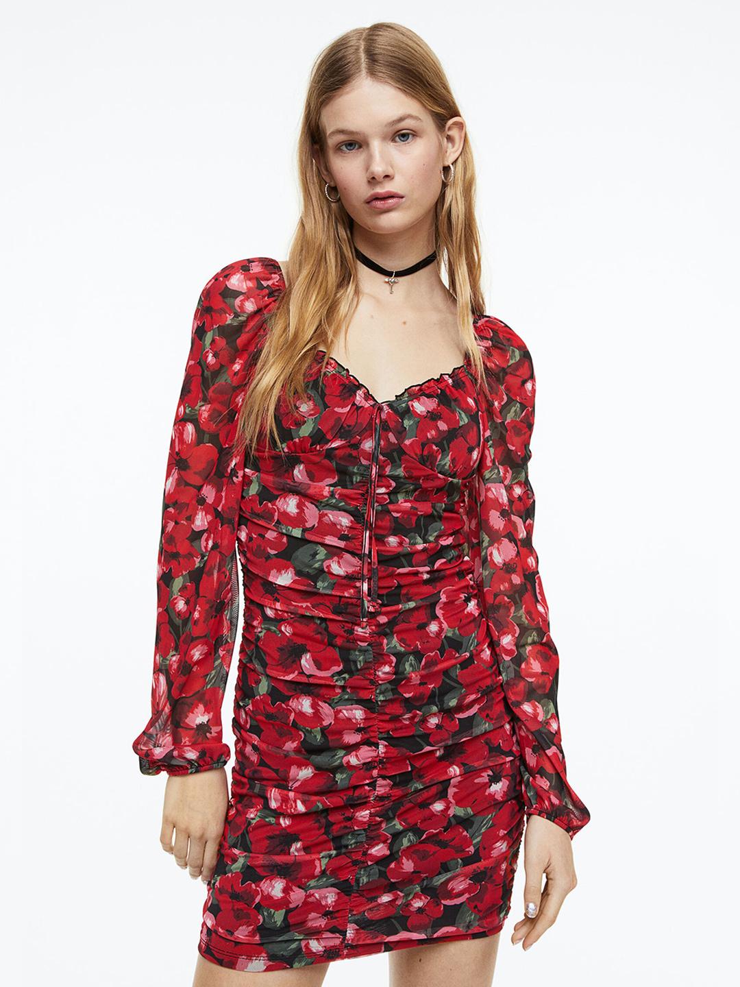 Buy H&M Gathered Mesh Dress - Dresses for Women 21678720 | Myntra