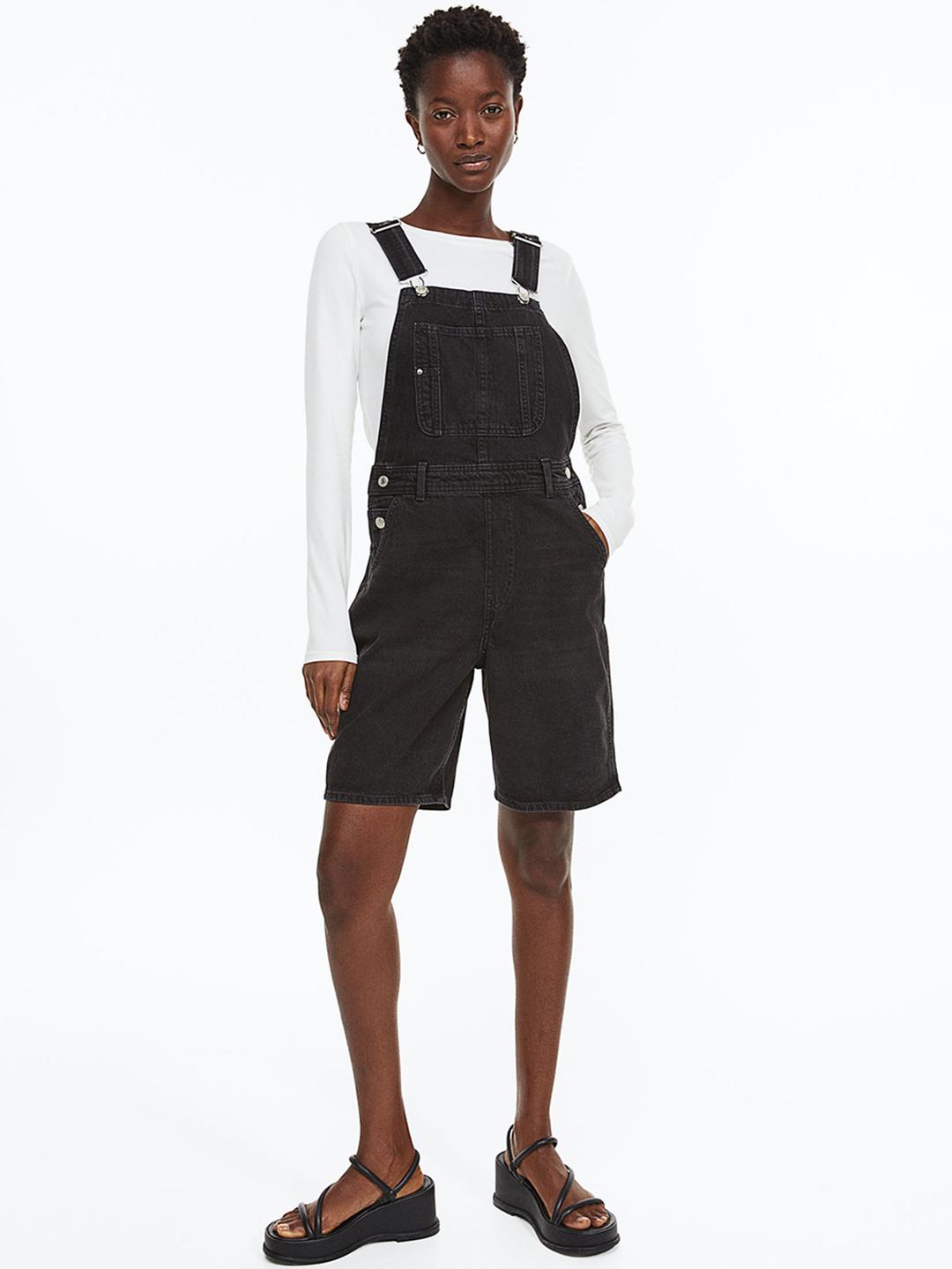 Buy H&M Women Denim Dungaree Shorts Dungarees for Women 21893426